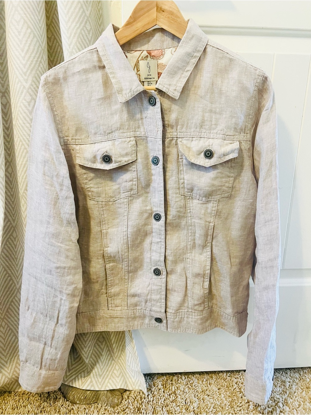 Joie Linen Utility Jacket in Light Beige